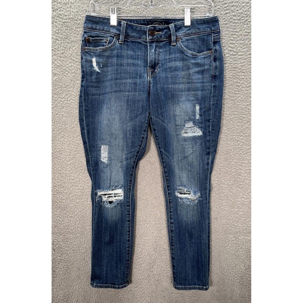 Lucky Brand Jeans Womens 4/27 Blue Lolita Capri Stretch Distressed Denim Preppy‎